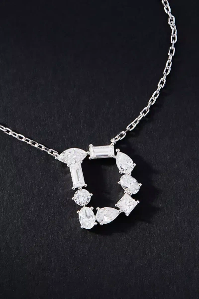 By Anthropologie White Gold Diamond Monogram Necklace In Multicolor