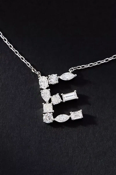 By Anthropologie White Gold Diamond Monogram Necklace In Multicolor