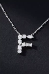 By Anthropologie White Gold Diamond Monogram Necklace In Multicolor