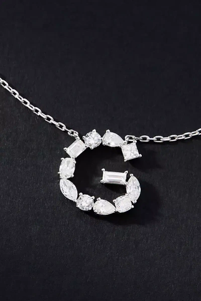 By Anthropologie White Gold Diamond Monogram Necklace In Multicolor