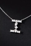 By Anthropologie White Gold Diamond Monogram Necklace In Multicolor