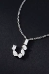 By Anthropologie White Gold Diamond Monogram Necklace In Multicolor