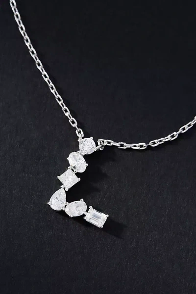 By Anthropologie White Gold Diamond Monogram Necklace In Multicolor