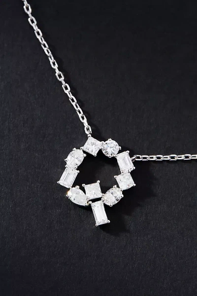 By Anthropologie White Gold Diamond Monogram Necklace In Multicolor
