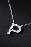 By Anthropologie White Gold Diamond Monogram Necklace In Multicolor