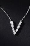 By Anthropologie White Gold Diamond Monogram Necklace In Multicolor