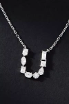 By Anthropologie White Gold Diamond Monogram Necklace In Multicolor