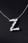 By Anthropologie White Gold Diamond Monogram Necklace In Multicolor