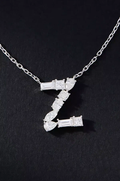 By Anthropologie White Gold Diamond Monogram Necklace In Multicolor