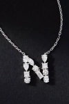 By Anthropologie White Gold Diamond Monogram Necklace In Multicolor