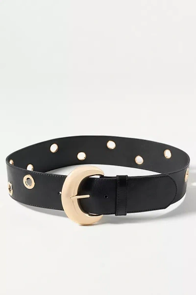 By Anthropologie Wide Grommet Belt In Black