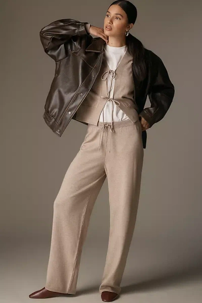 By Anthropologie Wide-leg Sweater Pants In Neutral