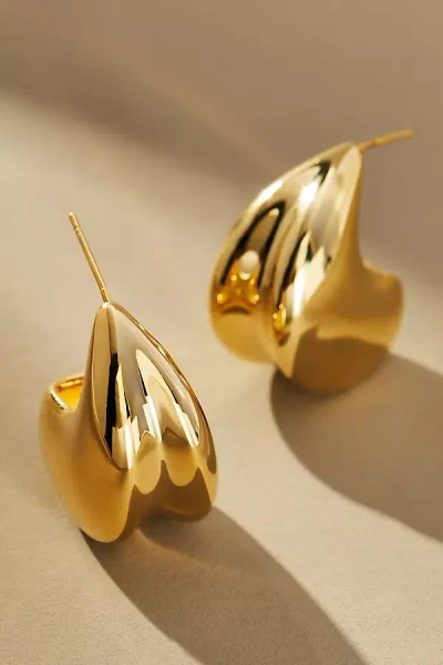 By Anthropologie Wide Moon Huggie Earrings In Gold
