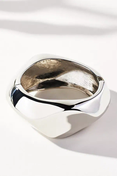 By Anthropologie Wide Oval Bangle Bracelet In Silver