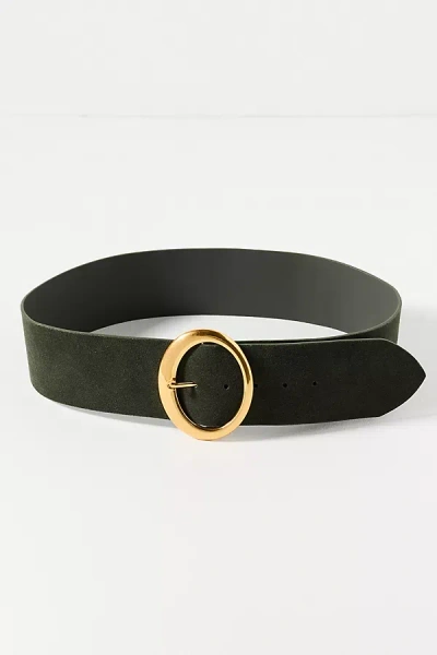By Anthropologie Wide Oval Buckle Belt In Green