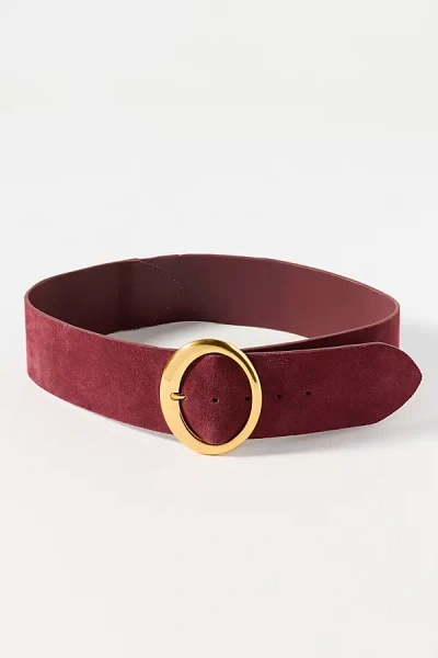 By Anthropologie Wide Oval Buckle Belt In Red