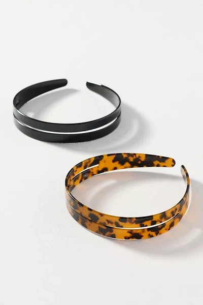 By Anthropologie Wide Resin Headbands, Set Of 2 In Brown