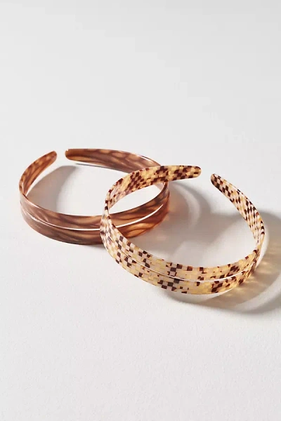 By Anthropologie Wide Resin Headbands, Set Of 2 In Brown