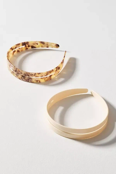 By Anthropologie Wide Resin Headbands, Set Of 2 In Brown