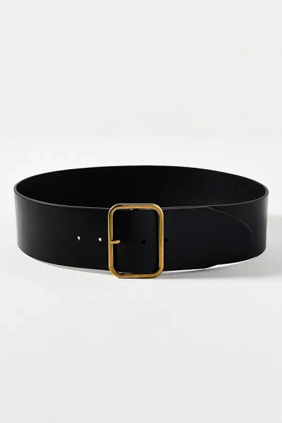 By Anthropologie Wide Square Buckle Belt In Black