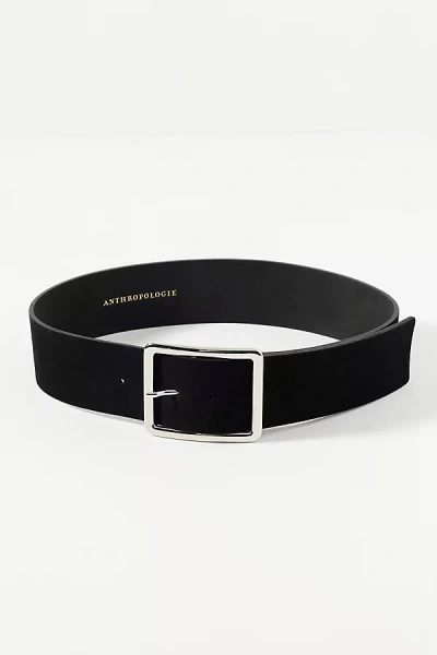 By Anthropologie Wide Square Buckle Belt In Black