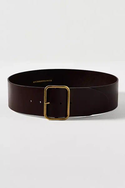 By Anthropologie Wide Square Buckle Belt In Brown