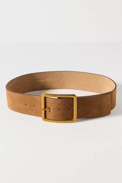 By Anthropologie Wide Square Buckle Belt In Brown