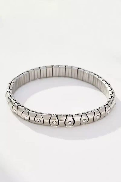By Anthropologie Wide Twisted Stretch Bracelet In Silver