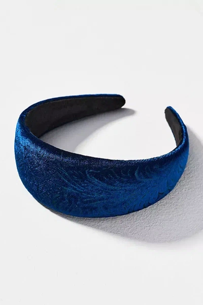 By Anthropologie Wide Velvet Headband In Blue