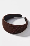By Anthropologie Wide Velvet Headband In Brown