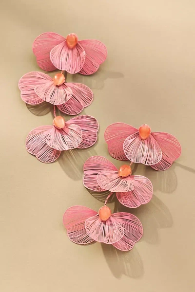 By Anthropologie Wire Petals Drop Earrings In Pink
