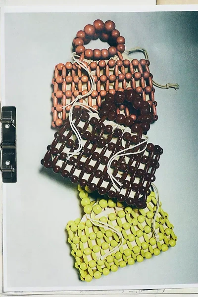 By Anthropologie Wood Bead Top-handle Mini Satchel In Green