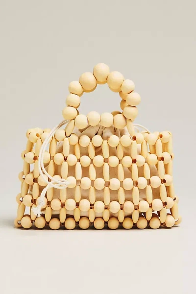 By Anthropologie Wood Bead Top-handle Mini Satchel In Sand