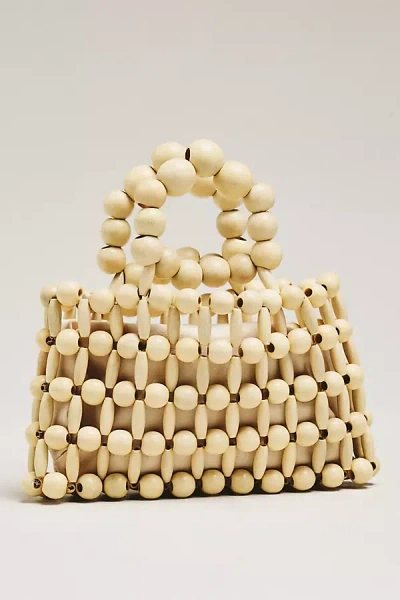 By Anthropologie Wood Bead Top-handle Mini Satchel In White