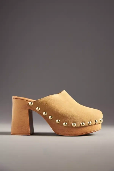 By Anthropologie Wood-bottom Clog Heels In Beige