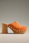 By Anthropologie Wood-bottom Clog Heels In Orange