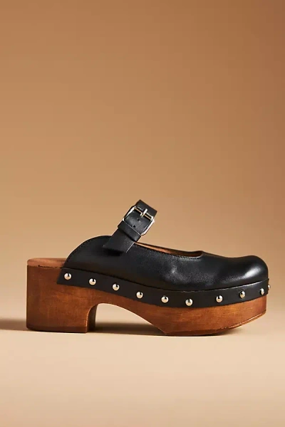 By Anthropologie Wood-bottom Mule Heels In Black