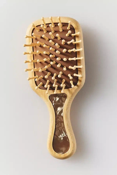 By Anthropologie Wood Mini Paddle Brush In Beige