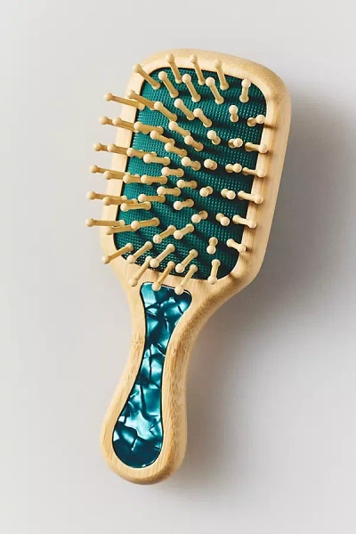 By Anthropologie Wood Mini Paddle Brush In Green