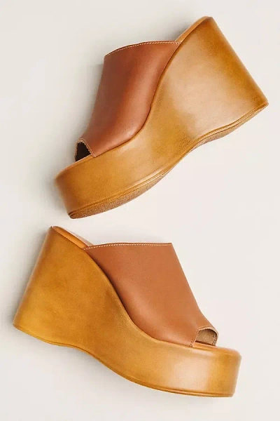 By Anthropologie Wooden Platform Wedge Sandals In Brown