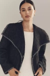 By Anthropologie Wool Blend Collared Jacket In Black