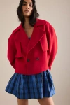By Anthropologie Wool-blend Cropped Trench Coat In Red