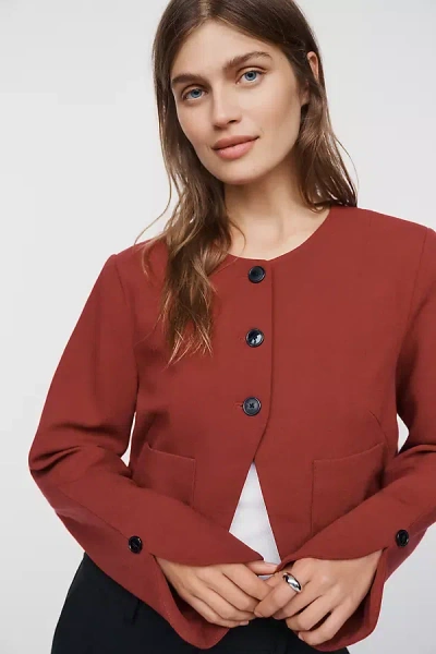 By Anthropologie Wool Blend Jacket In Red