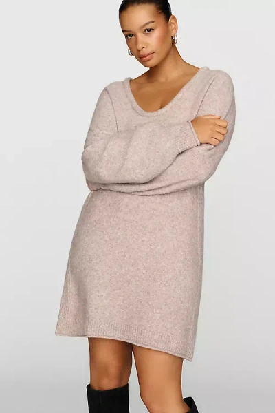 By Anthropologie Wool Blend Sweater Mini Dress In Beige