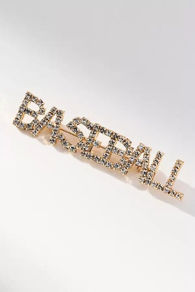 By Anthropologie Worded Crystal Brooch In Gold