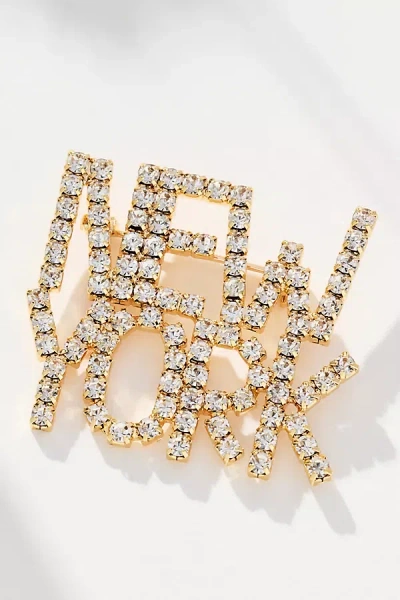 By Anthropologie Worded Crystal Brooch In Gold
