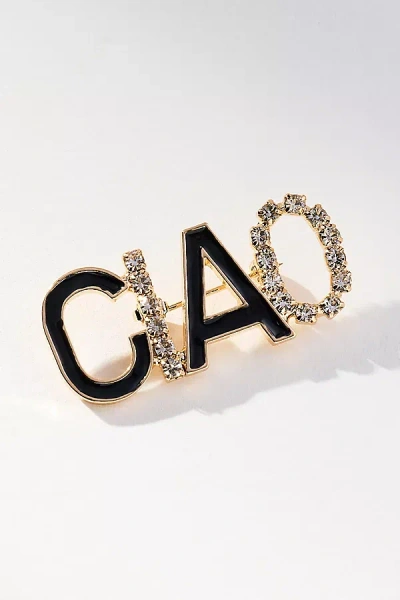 By Anthropologie Worded Crystal Brooch In Gold