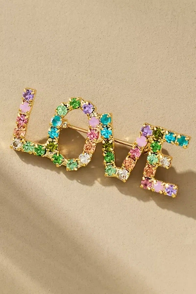 By Anthropologie Worded Crystal Brooch In Multi