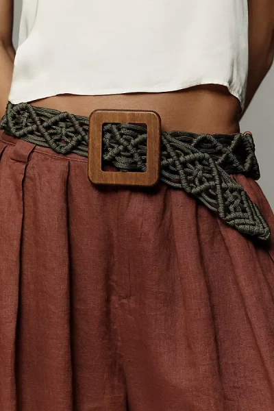 By Anthropologie Woven Beaded Belt In Gray