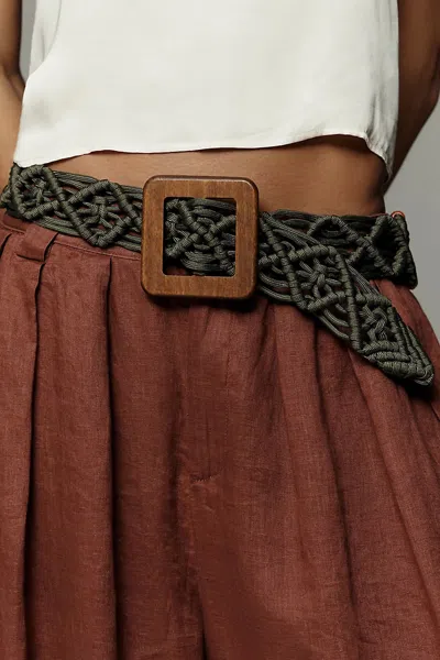 By Anthropologie Woven Beaded Belt In Black
